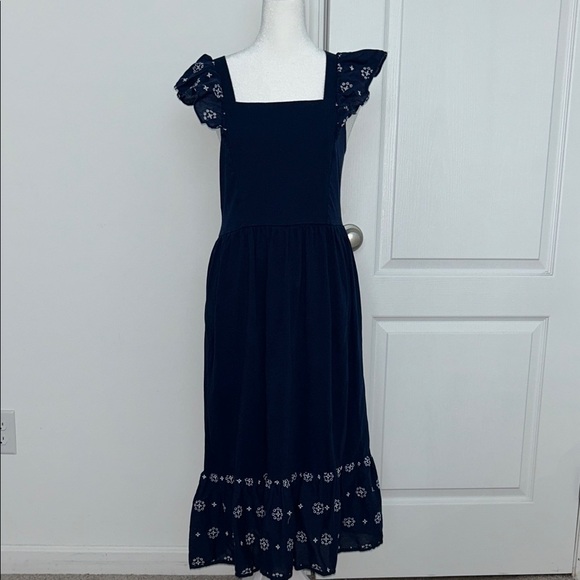 J.Crew Eyelet Knit Midi Dress Navy Blue, Size Small - Picture 3 of 11